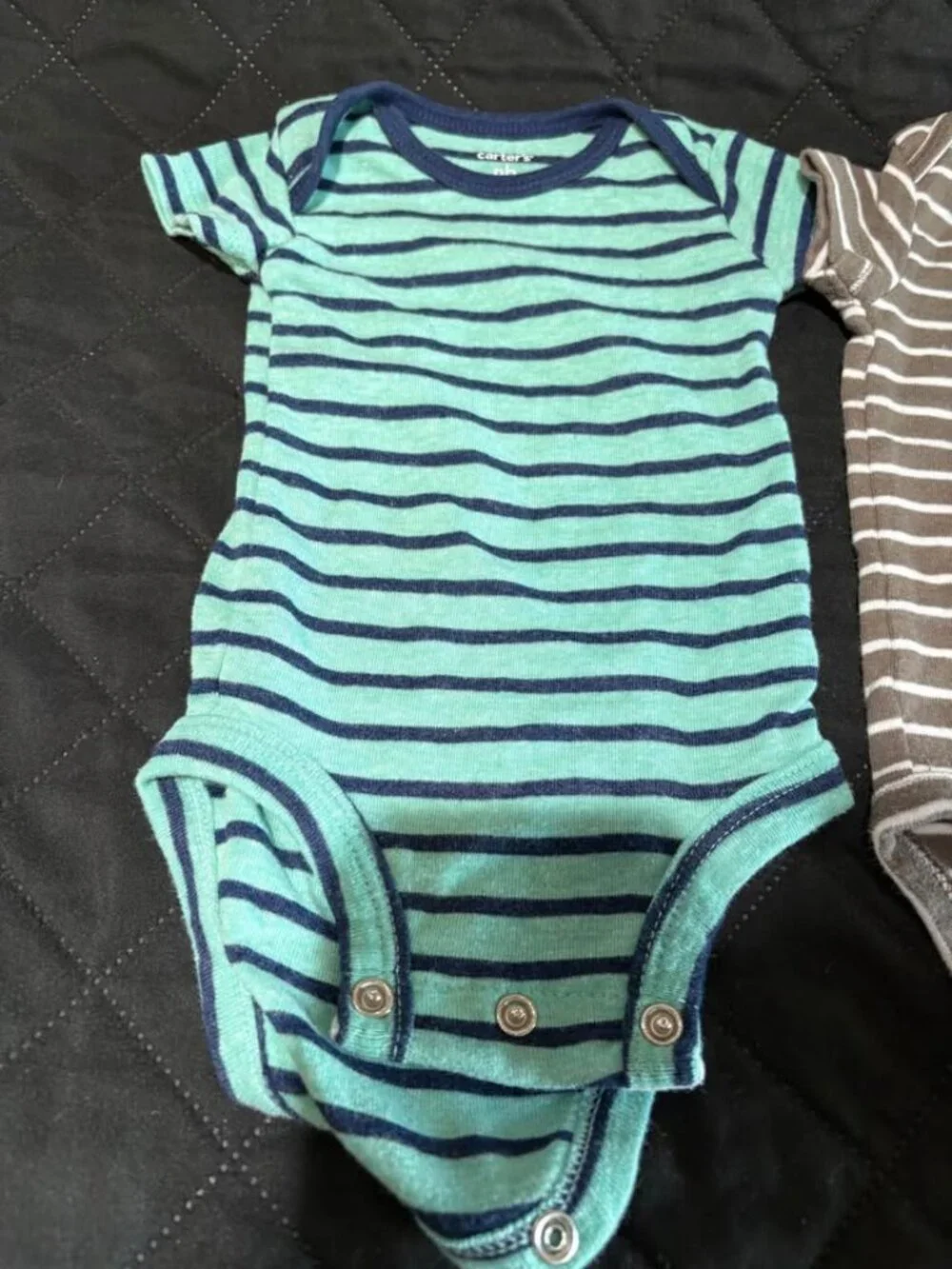2- Carters newborn stripe sleepers bodysuits